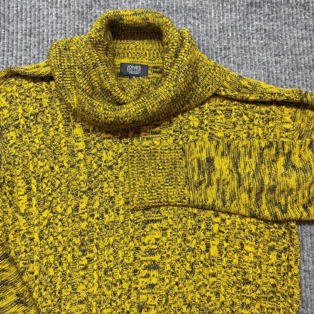 Jones New York Signature Womens M Yellow Marled Cable Knit Turtleneck Sweater